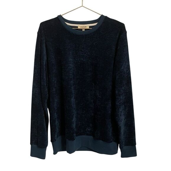 LA Panoplie Velour Eponge Sweatshirt in Duck Blue Size XL - Picture 2 of 8